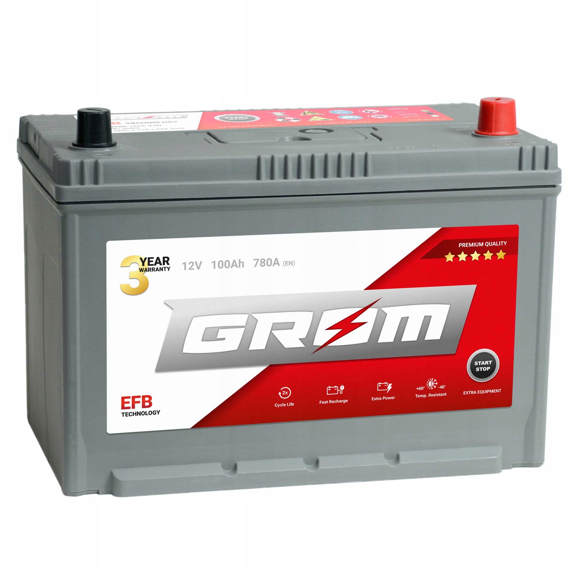 Akumulator GROM EFB START&STOP 100Ah 780A JAPAN Prawy Plus DTR