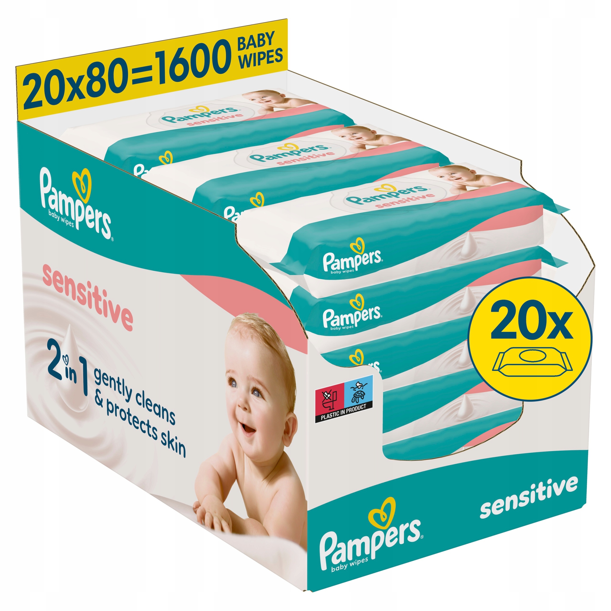 Pampers Sensitive chusteczki nawilżane 20 x 80 1600 szt.