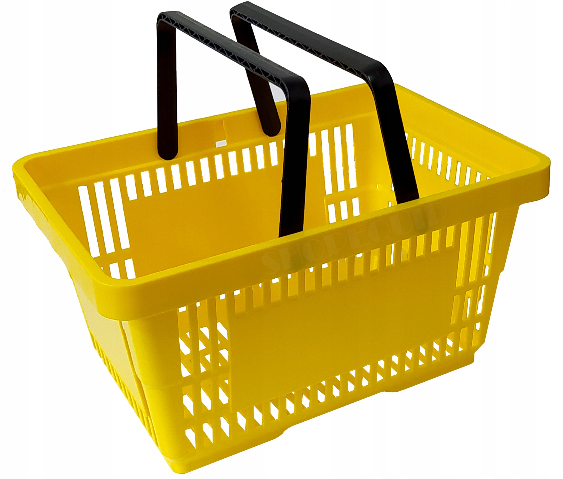 ZÓŁTY Koszyk 22L Plastikowy SKLEPOWY NA ZAKUPY Z DWOMA RĄCZKAMI DO SKLEP
