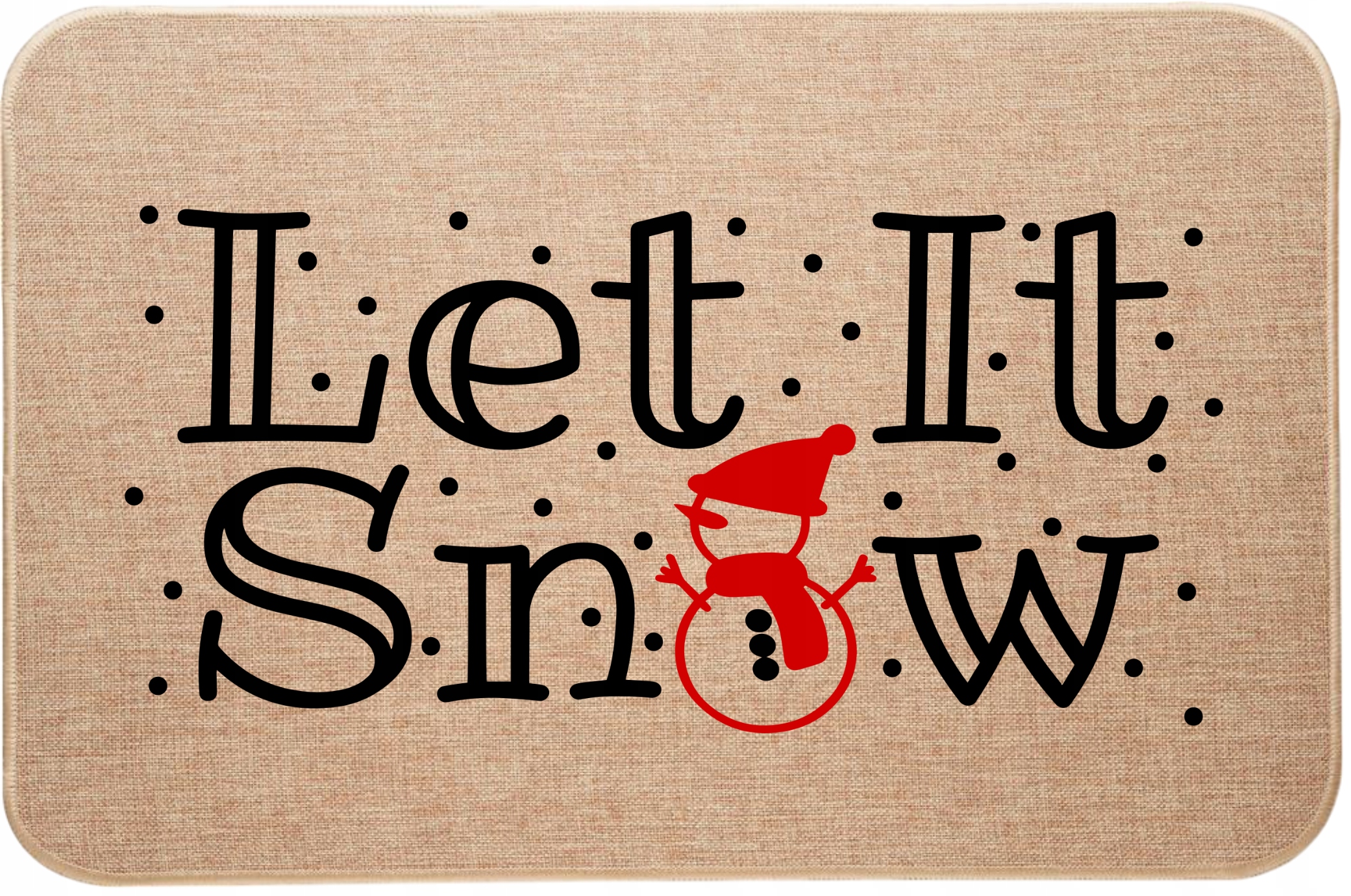 Lněná rohožka pod dveře s vánočním potiskem Let it Snow