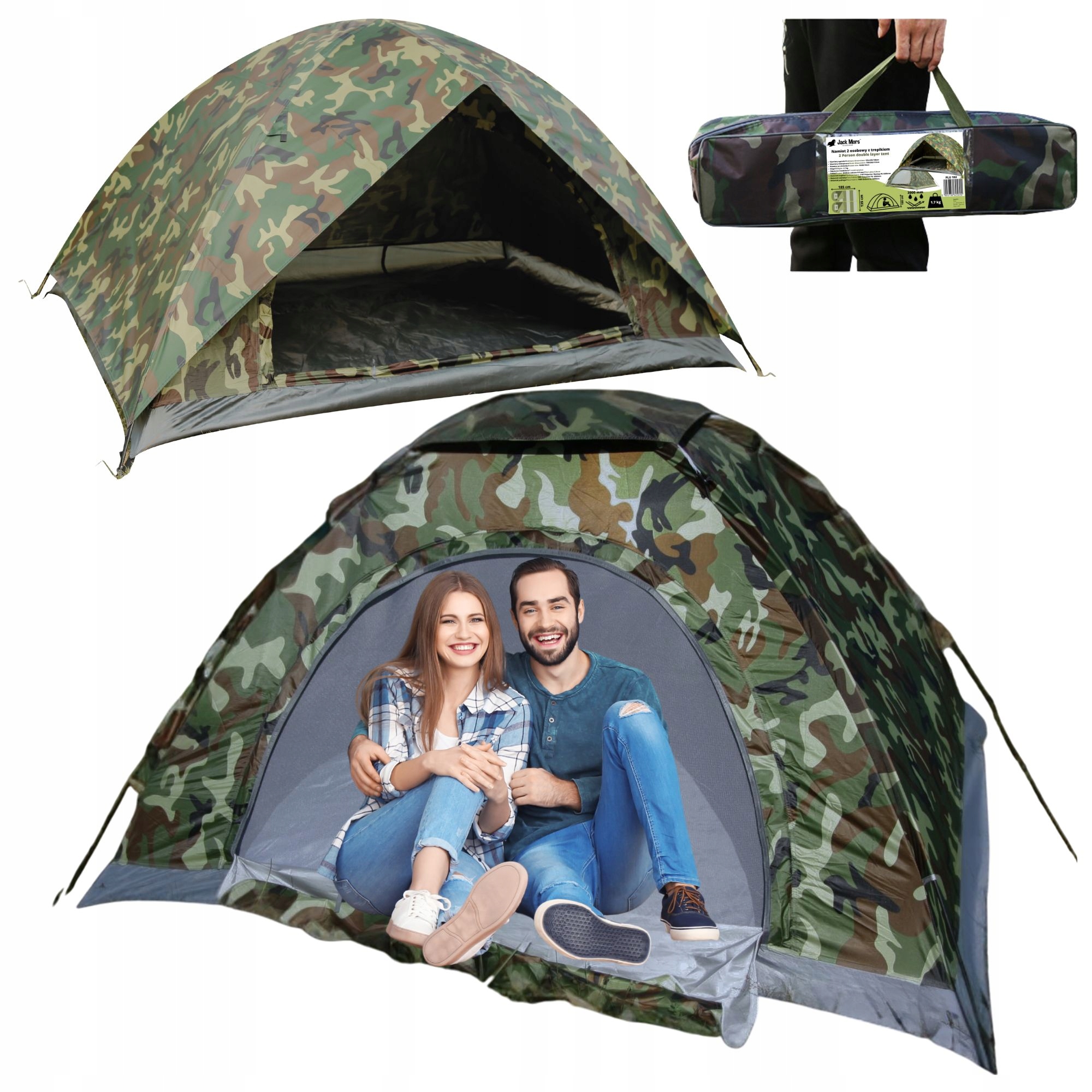 Stan tropik Lehký turistický 3000 mm voděodolný pro 2 osoby maskáčový