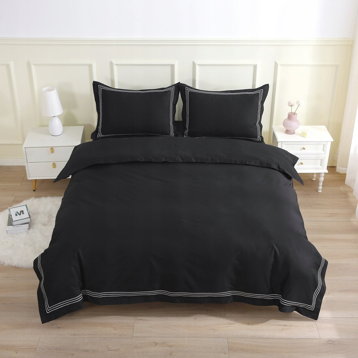 Povlečení bavlněné 200x220 2x70x80 2x40x40 Černá Ella Inspirace