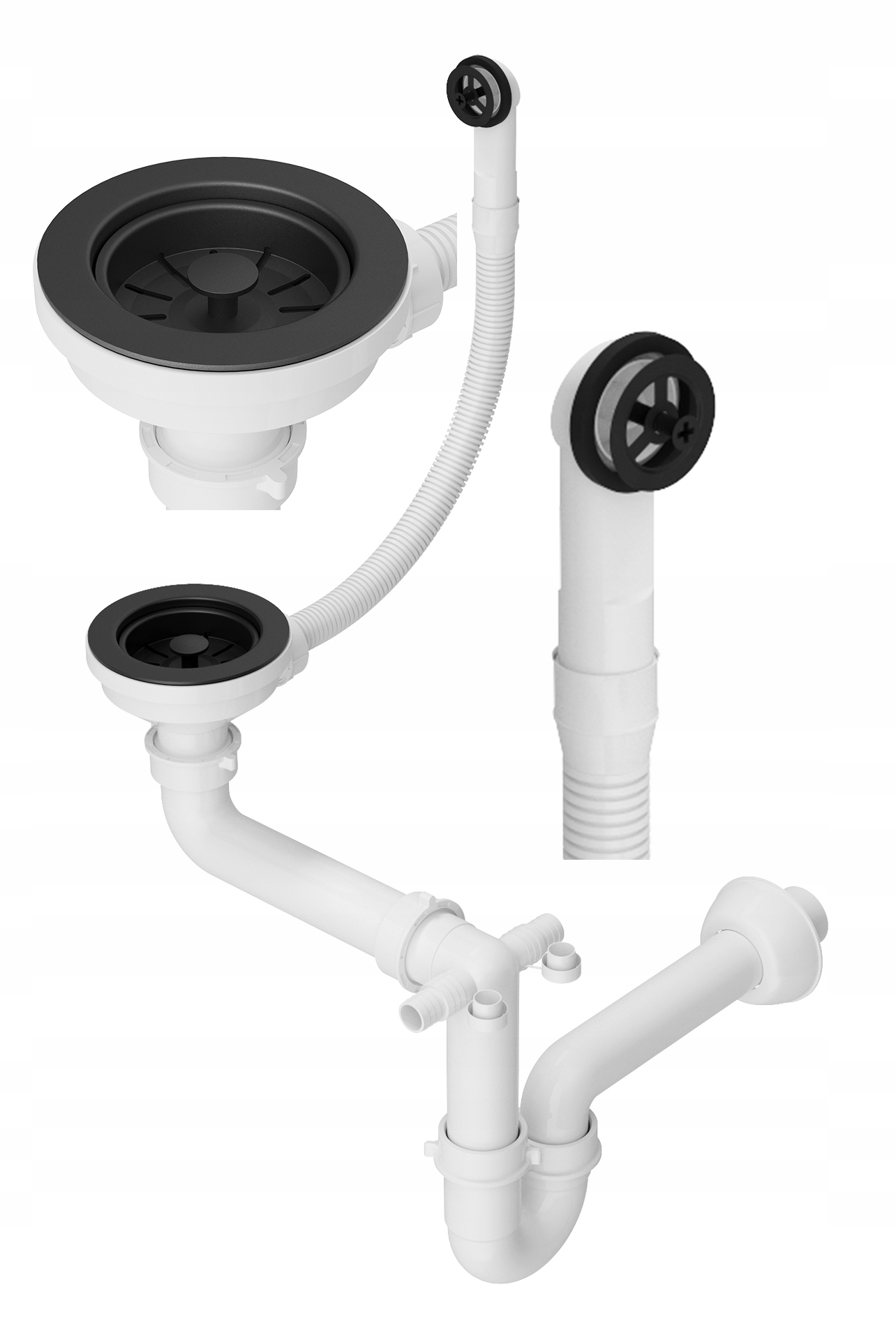 Jednokomorový Sifon G Manual Do Dřezu 1 Komora Černý Nástěnný Kuchyňský