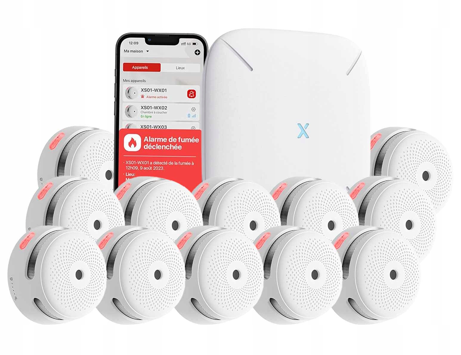 Sada X-Sense 12x detektor dymu XS01-M WiFi stanica SBS50