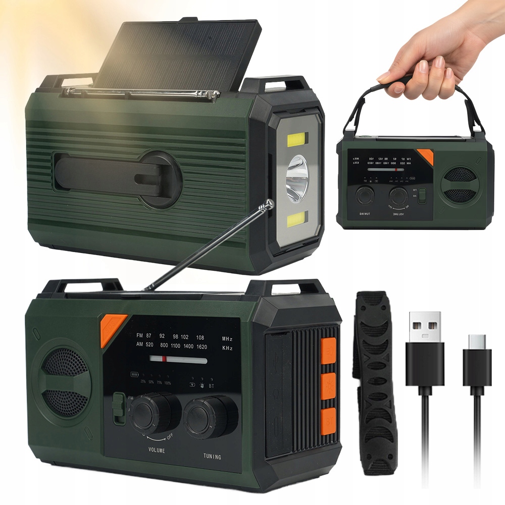 Powerbank 20000MAH Bluetooth 5.3 Z Korbką Ładowarką Solarną Awaryjny