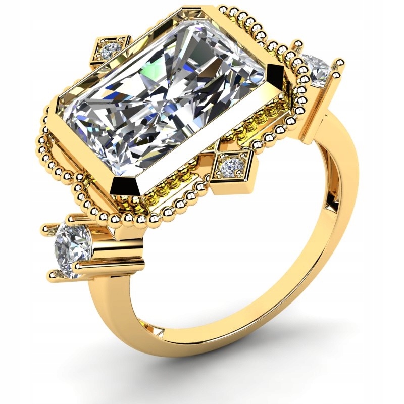 

Pierścionek Złoty Z Dużą Błyszczącą Cyrkonią