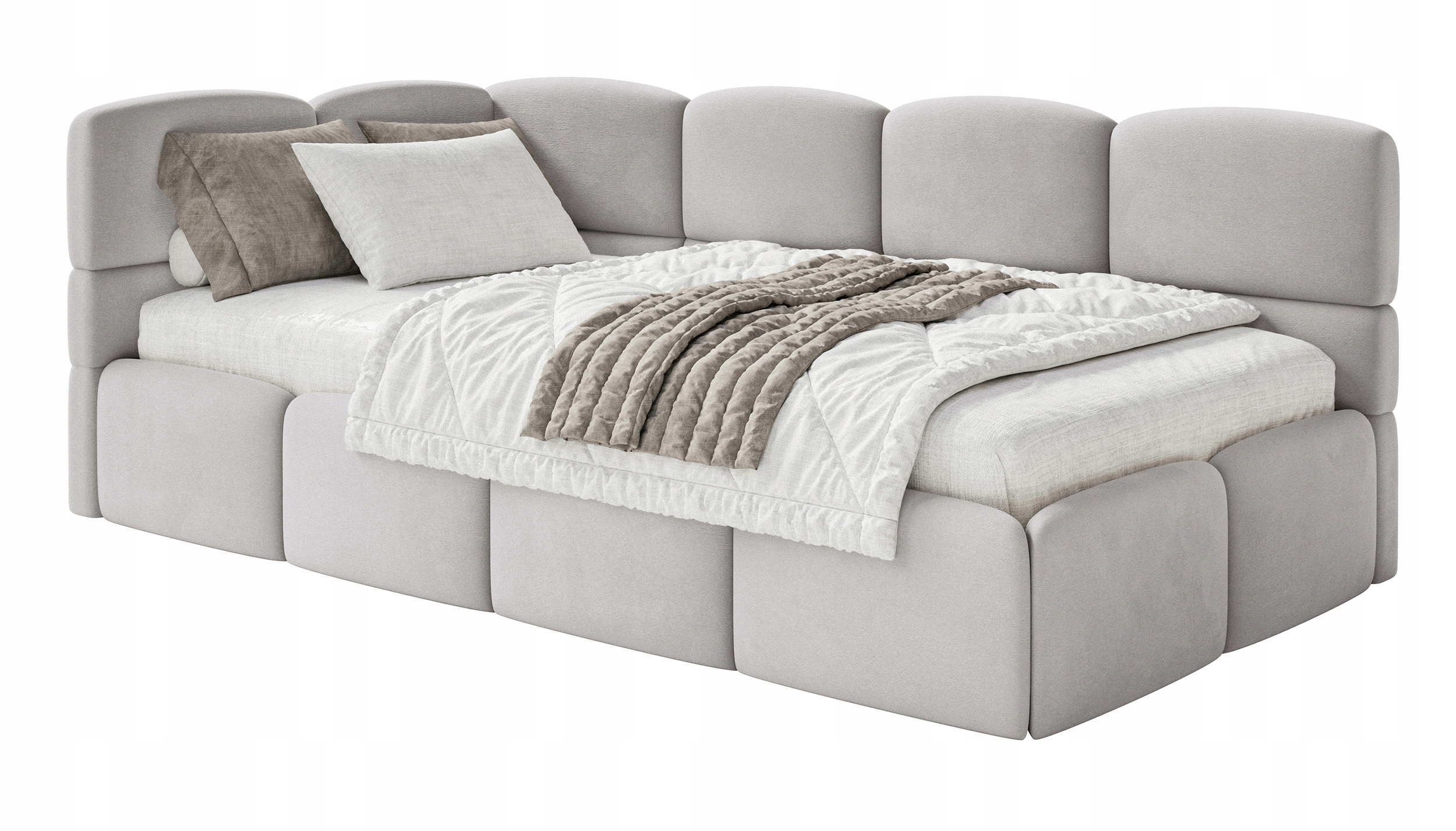 Postel pro mláděž 90x200 cm Cloudy světle šedá sametová snadno čistitelná levá