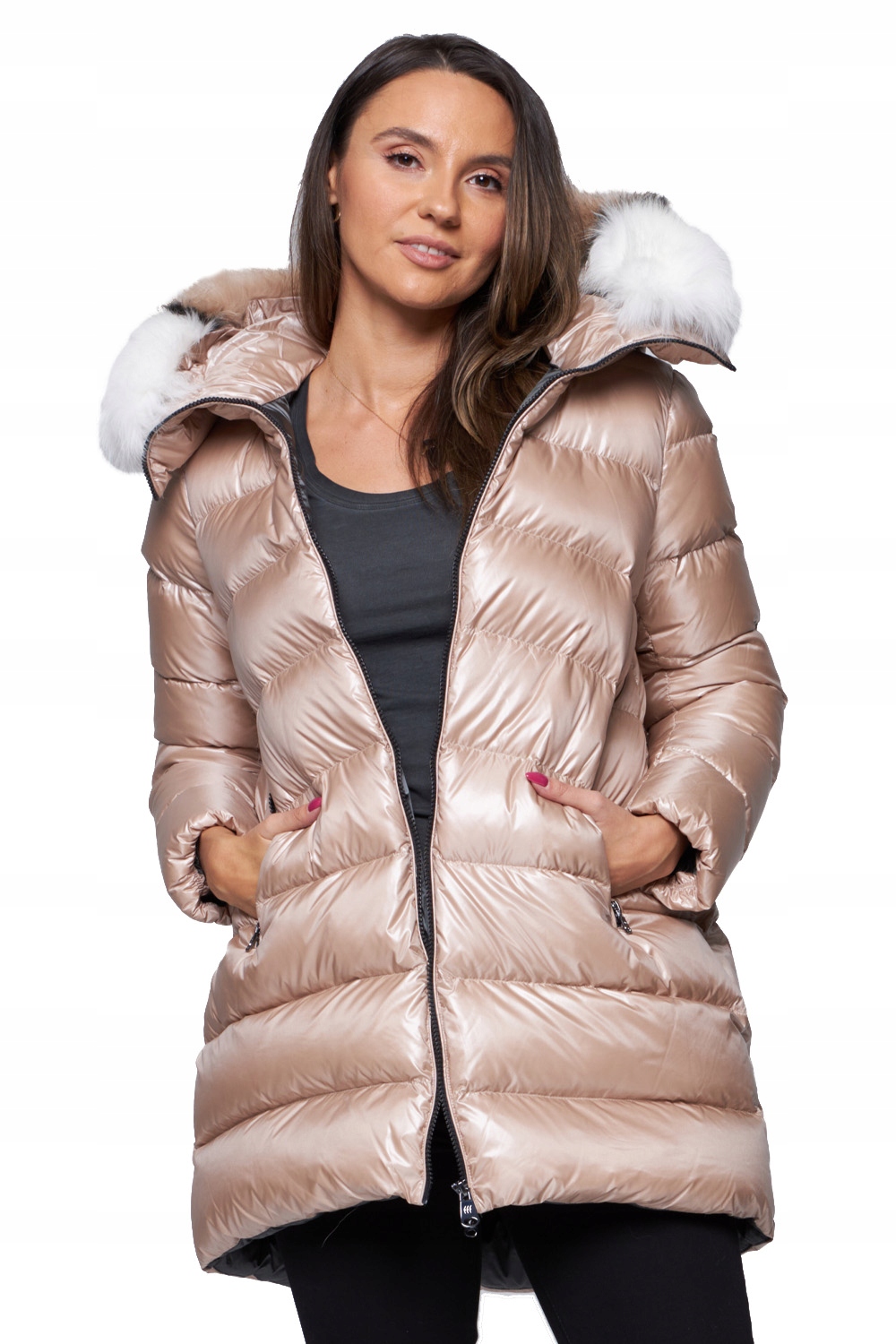 Hetrego Béžová péřová bunda Hygiea 36EU/40IT