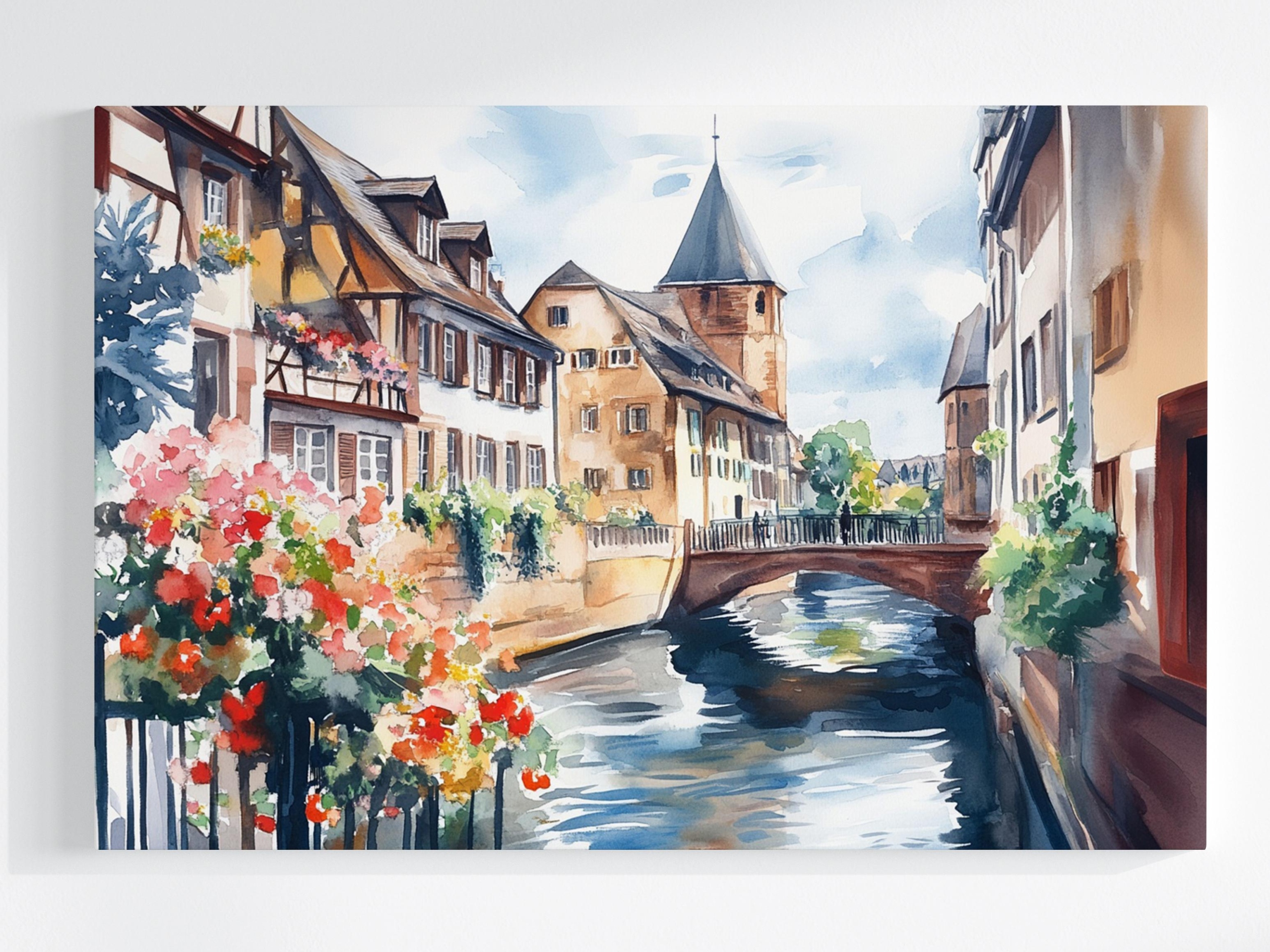 Obraz Na Plátně Voda Město Francie Alsasko Colmar Most Léto Jaro 60x40