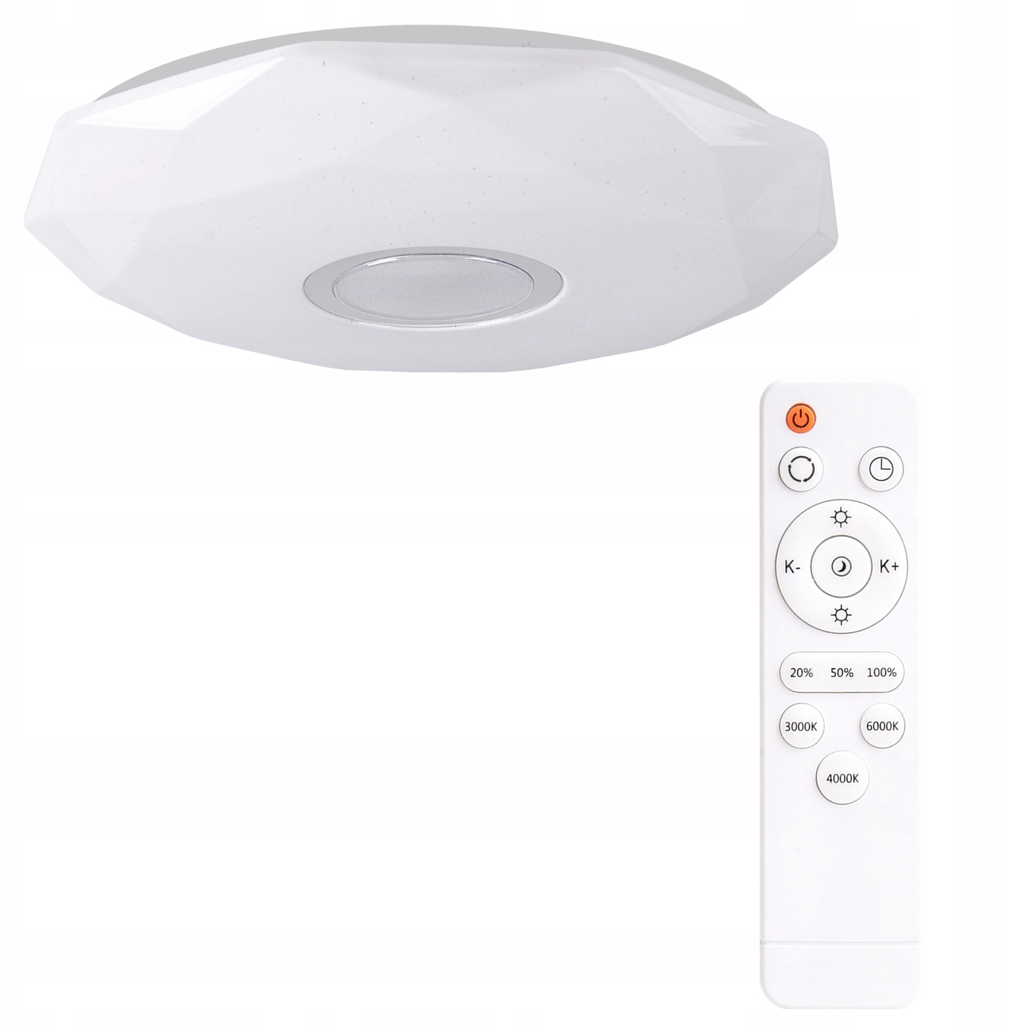 Plafon biały Led Diamond 50cm okrągły z pilotem 68W Led do salonu Goldlux