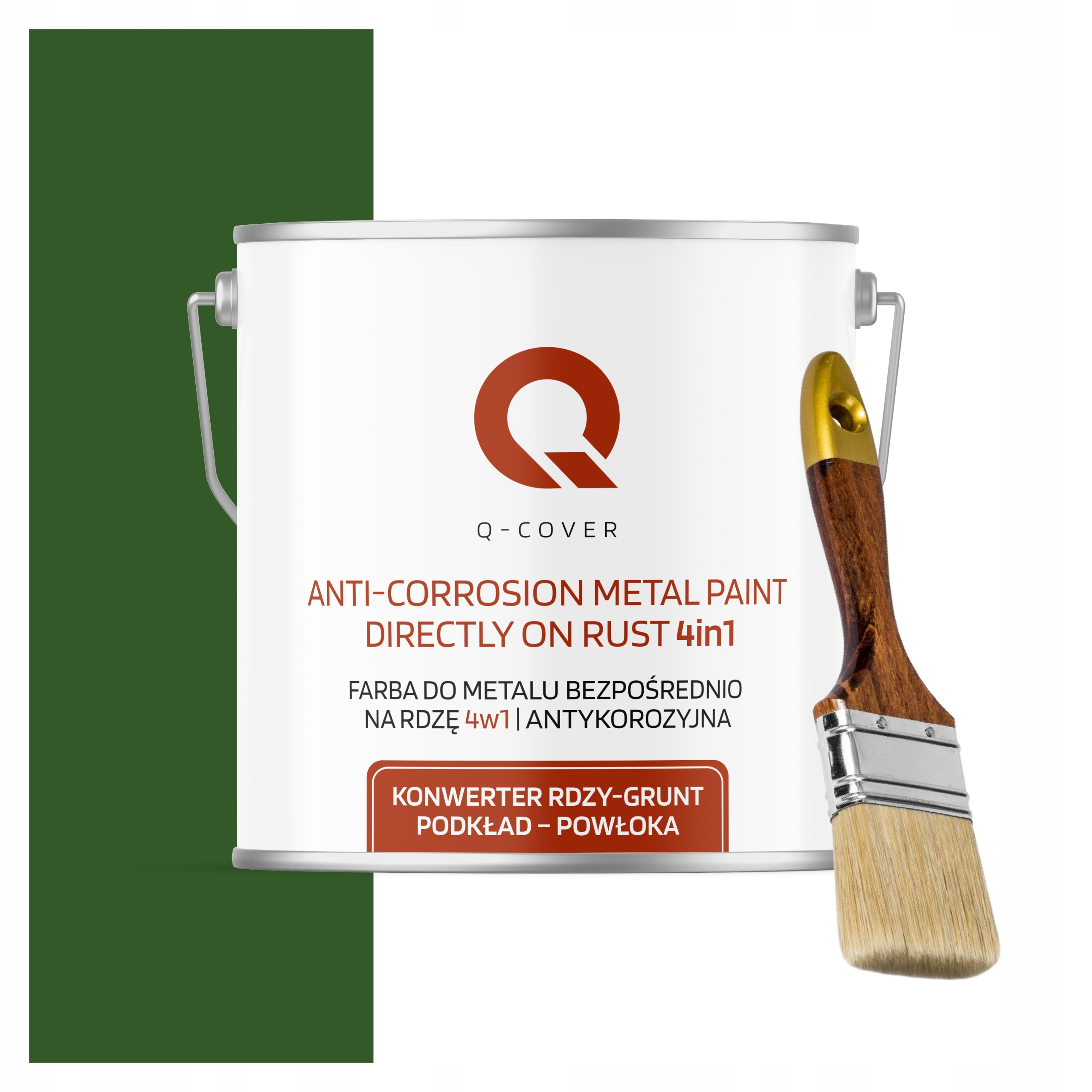 Farba na kov antikorózna 5L polomatná farba zelená listová štetec