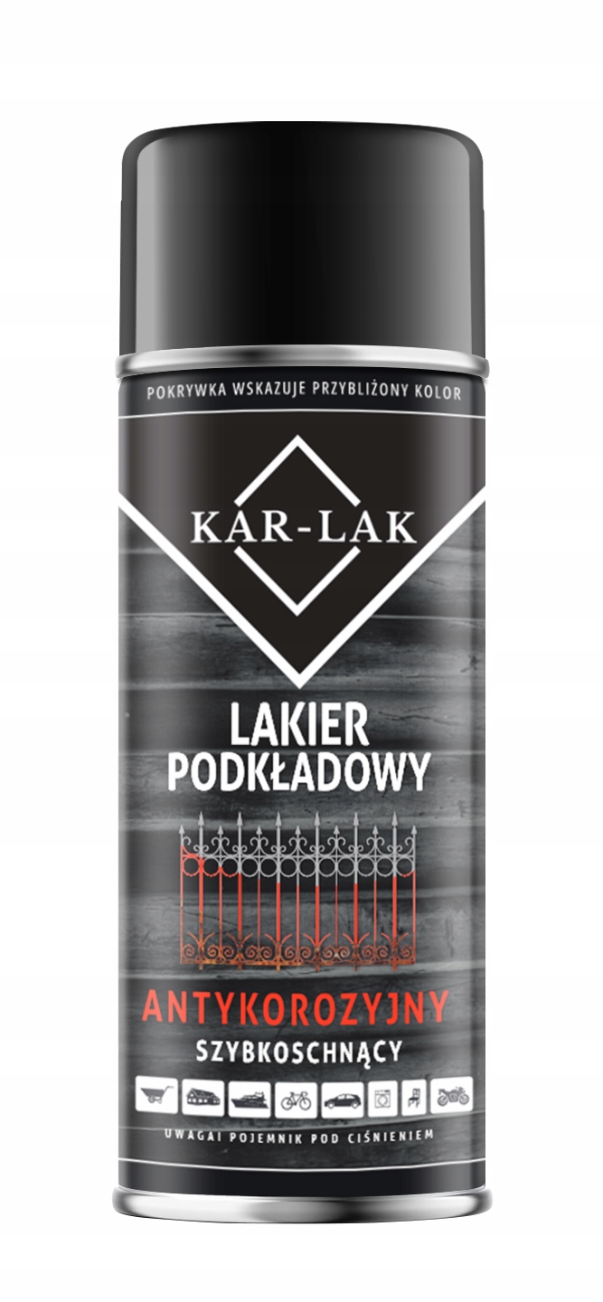 Kar-lak Podkład Czarny Lakier Podkładowy Car Lak Ral 9011 Farba Spray 400ML