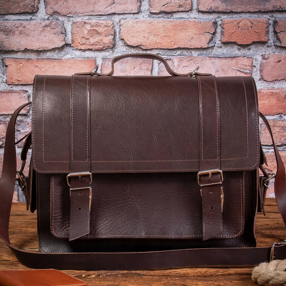 Pánský batoh z třísločiněné kůže, hnědý Batoh Vintage Retro Prl Belveder BR91