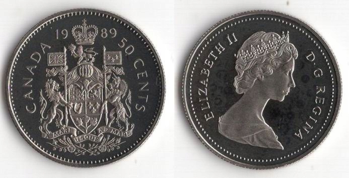 KANADA 1989 50 CENTS STEMPEL LUSTRZANY