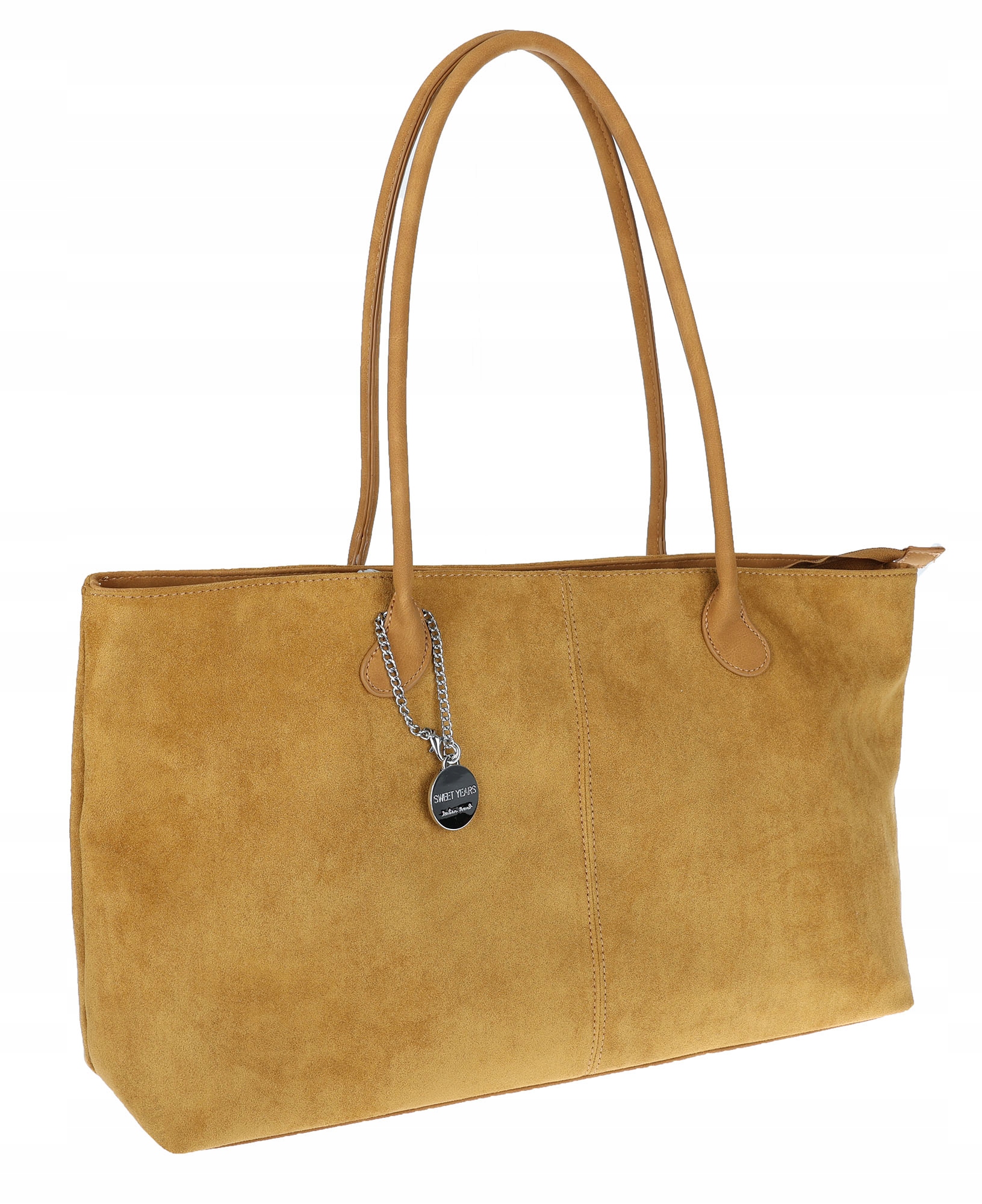Dámská semišová kabelka shopper 2v1 elegantní lehká taška OS116 Žlutá