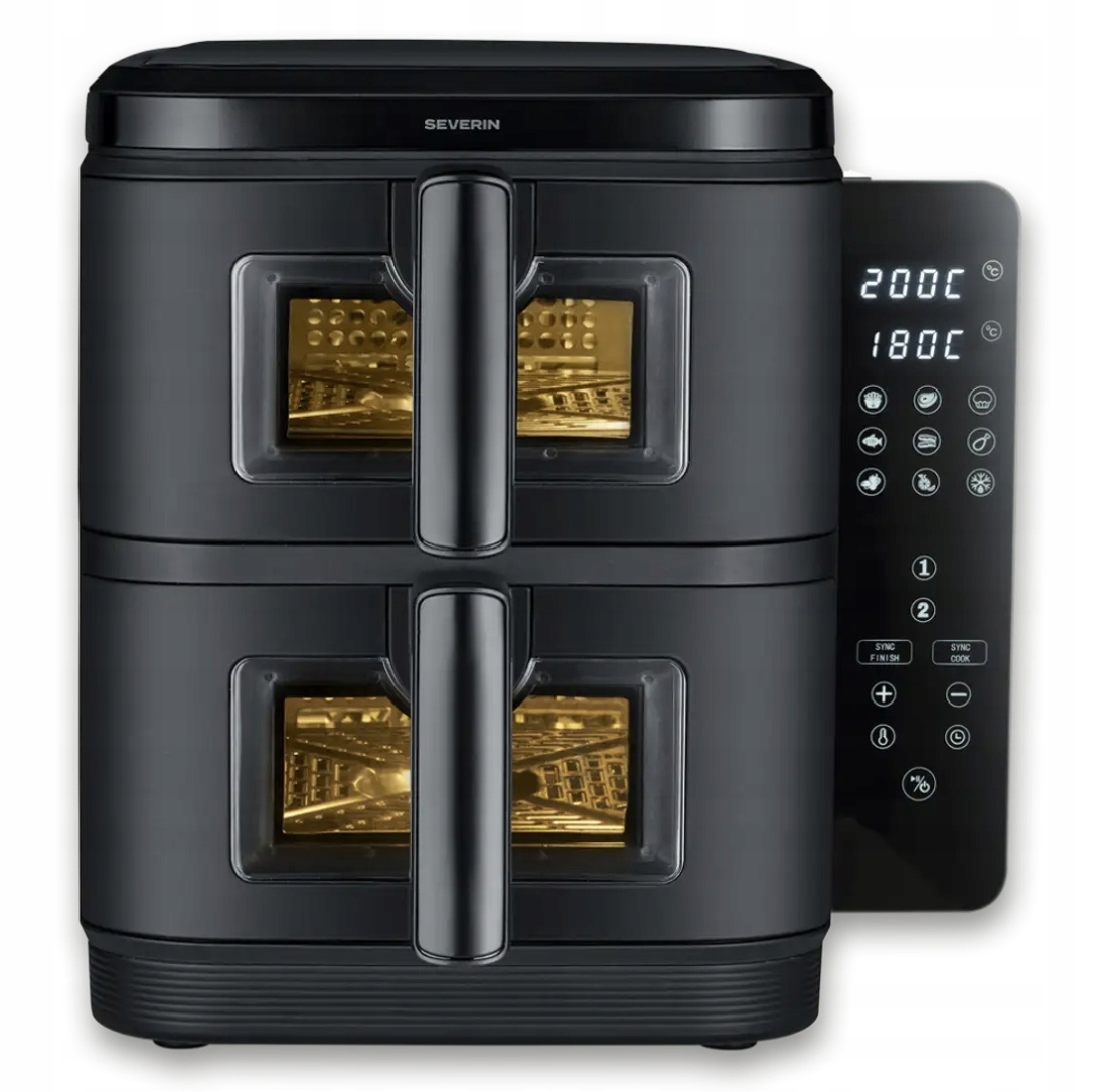Fritéza Severin, Fr 2468, horkovzdušná, patrová, sklopný displej, 2 x 5,5