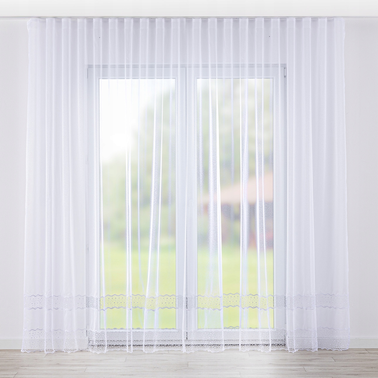 Hotová Záclona na wave woalové pásce 300 x 245 cm, bílá