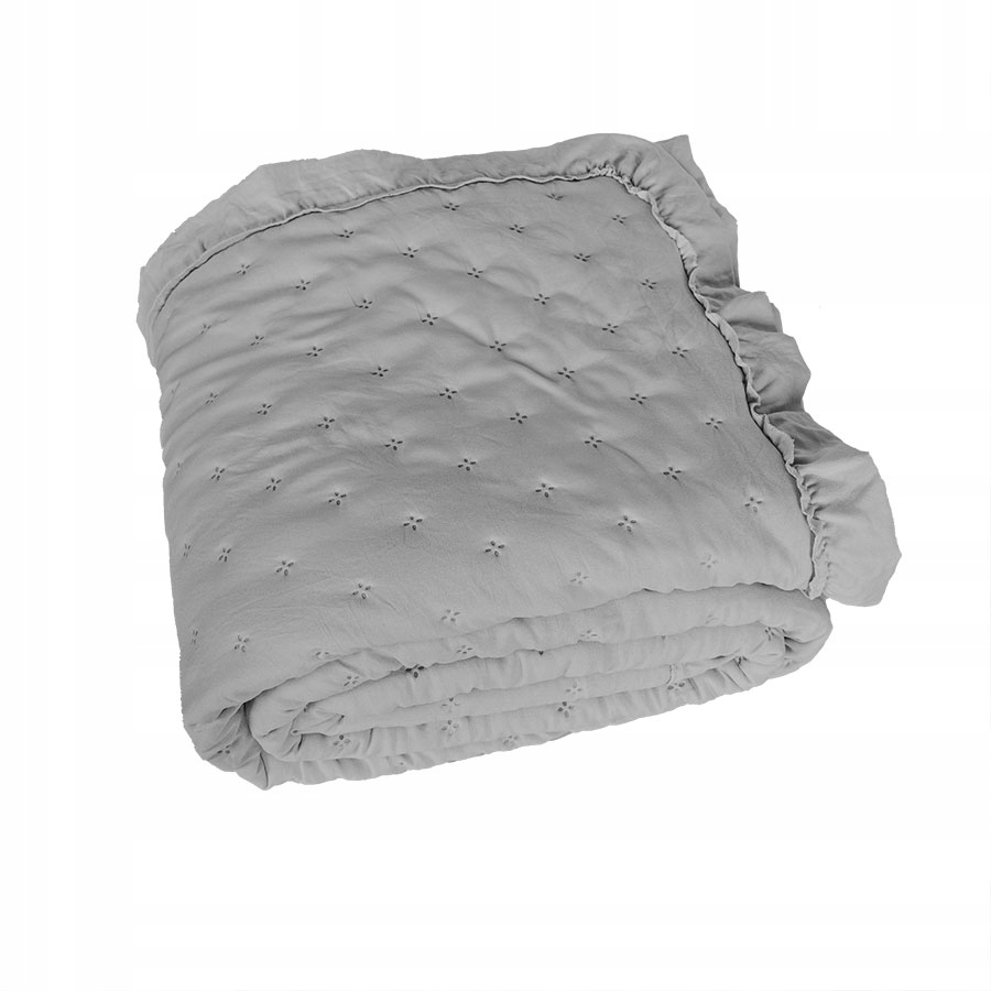 Přehoz šedý světlý popelavý s Volánkem 170x210 Elegantní, měkký, dekorativní