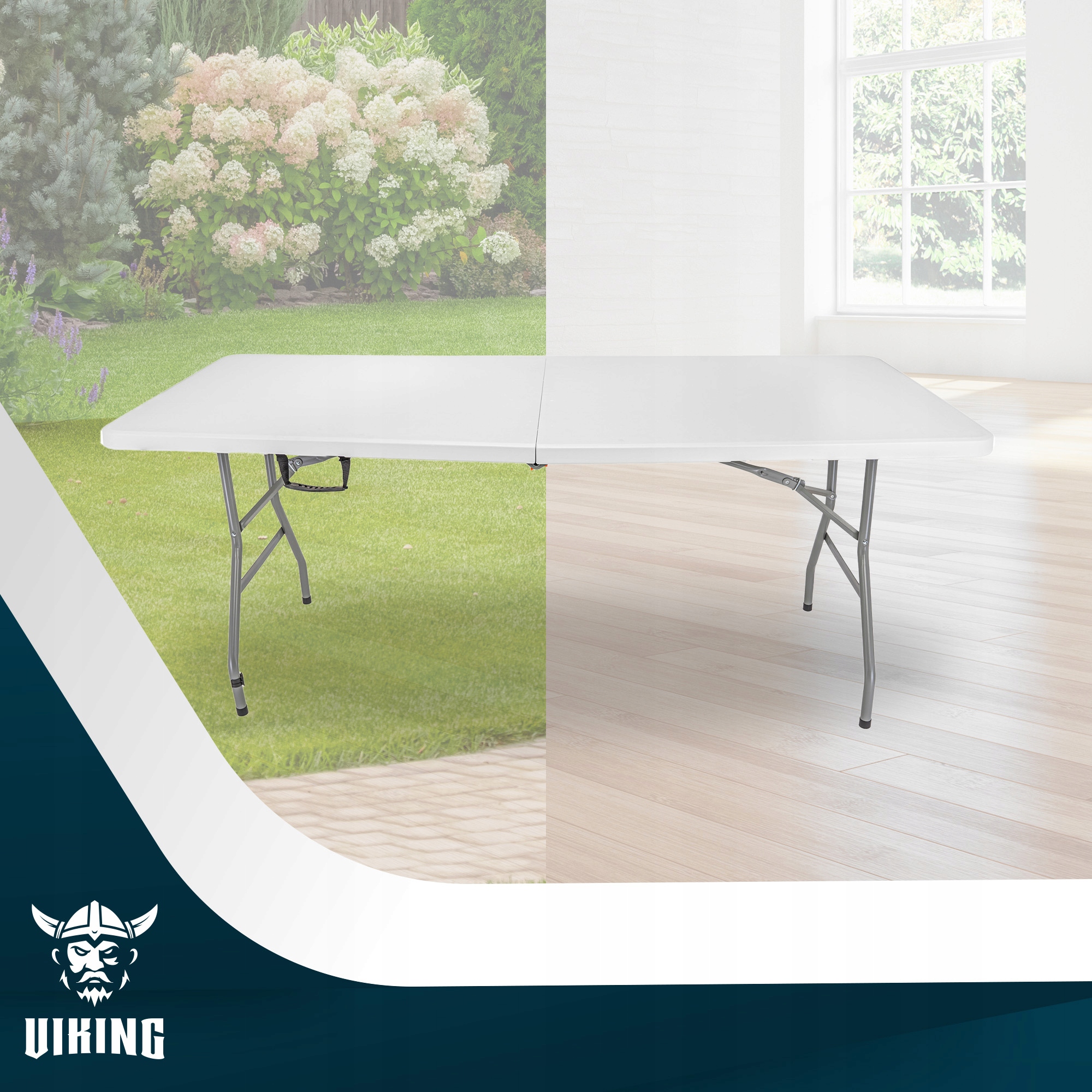 STÓŁ OGRODOWY PLASTIKOWY Cateringowy Składany Rozkładany Turystyczny 180 cm Głębokość mebla 74 cm