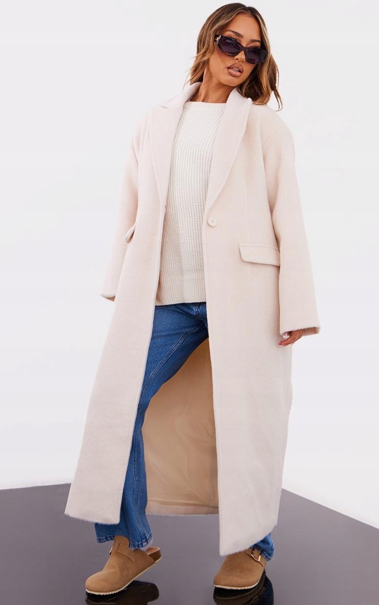KU626 Prettylittlething Kabát Béžový Klasický Přechodový (10) S