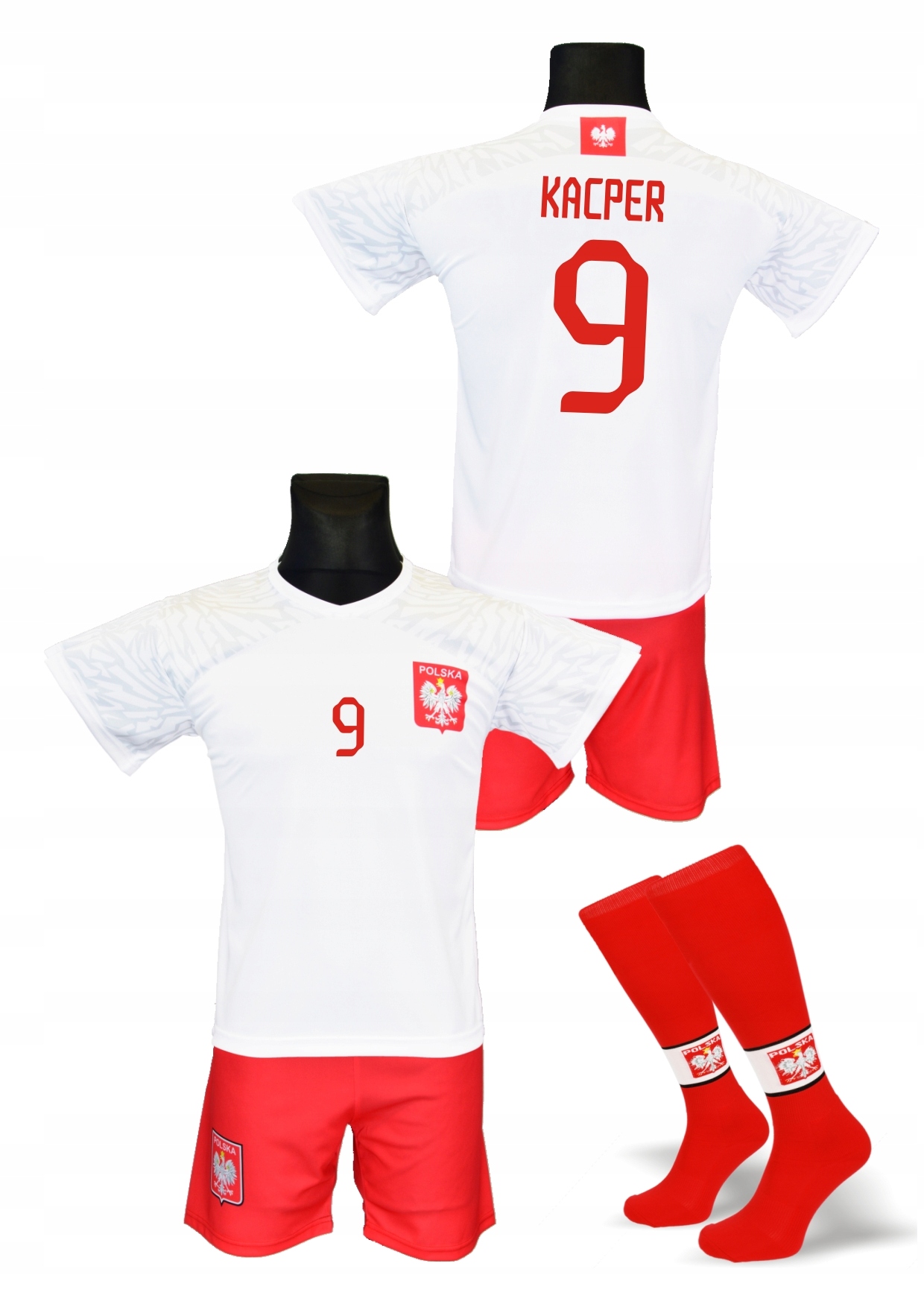 LEWANDOWSKI lub NADRUK strój piłkarski + getry 152 Kod producenta POLNkss