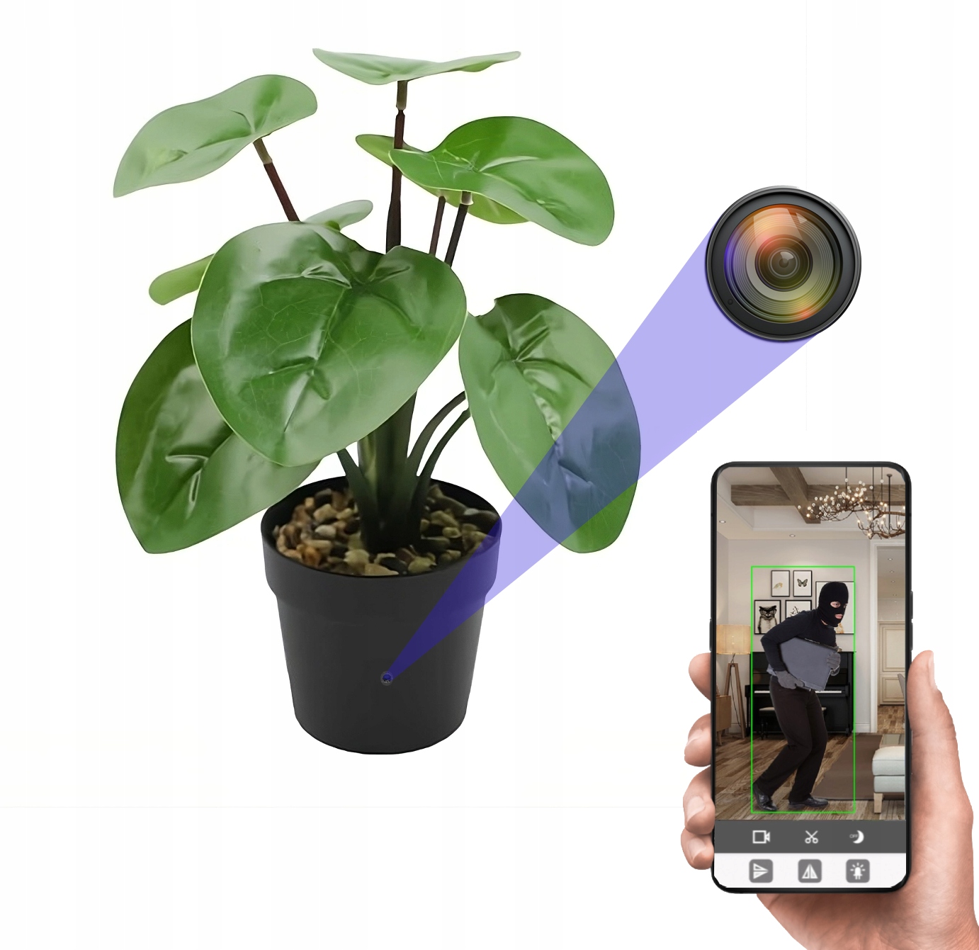 Skrytá Kamera WiFi Špionážní Květina Mini Detekce Živý Náhled MKJH53