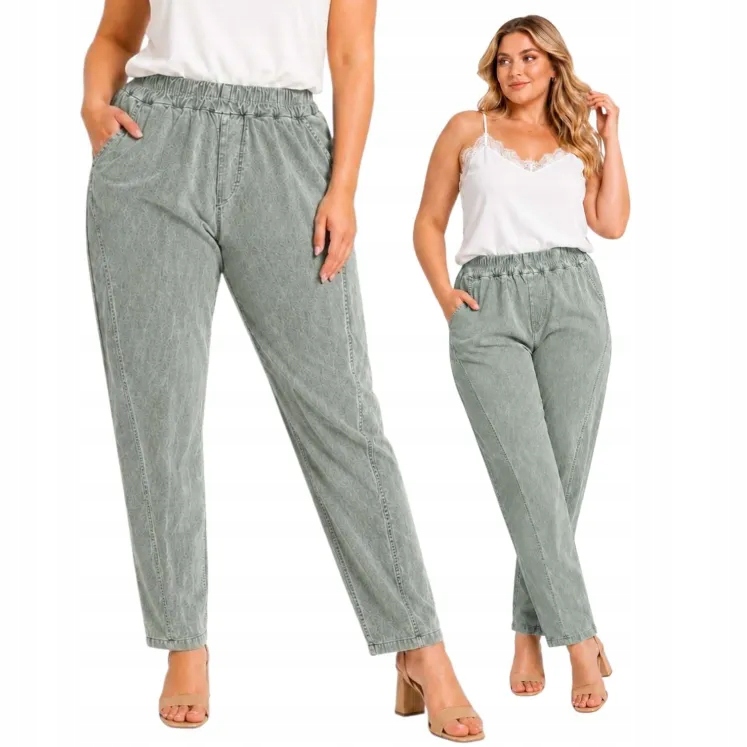 Džínové kalhoty elastické na gumičce Viskóza Kapsy 50 52 5XL 6XL