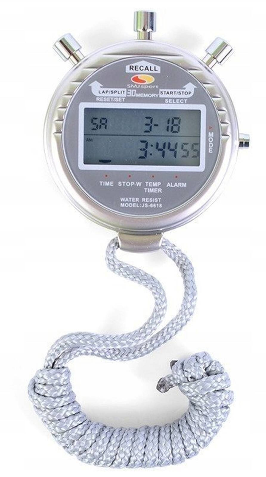 Stoper Sportowy Elektroniczny Metalowy JS-6618 Licznik Zegar Smj 30 Czasów