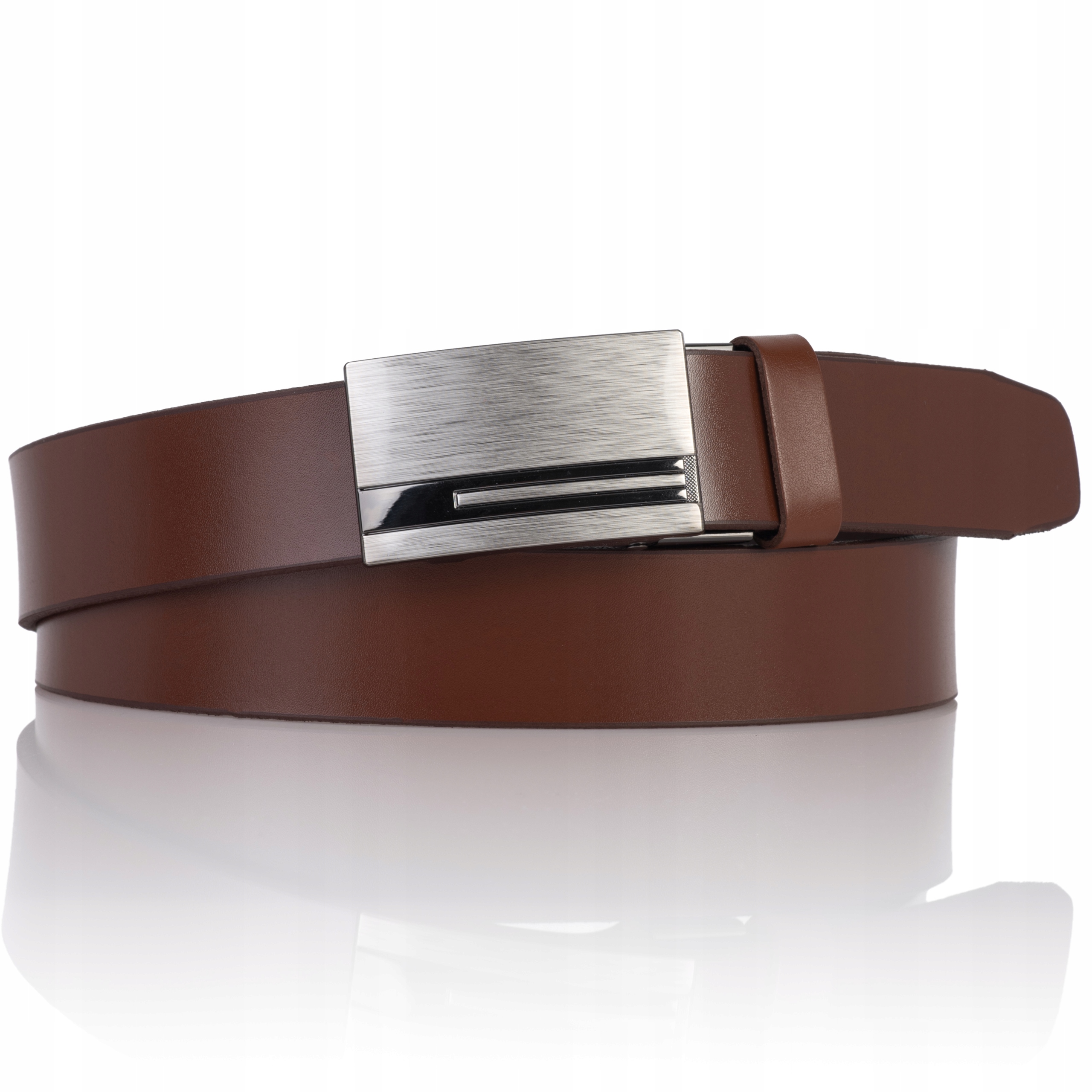 Pasek SKÓRZANY męski Klamra automat BRĄZOWY spodni Marka inna