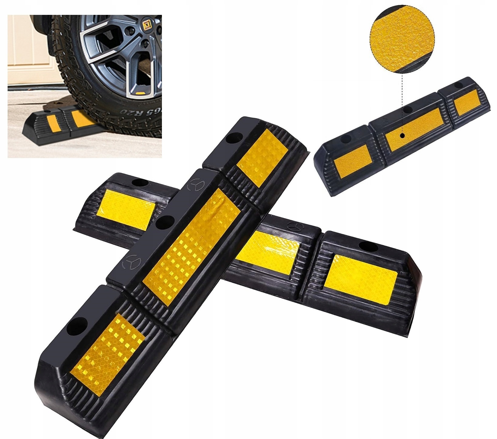 Ogranicznik Parkingowy Kół Separator Gumowy Odbojnica Odbojnik 59 cm 2 szt
