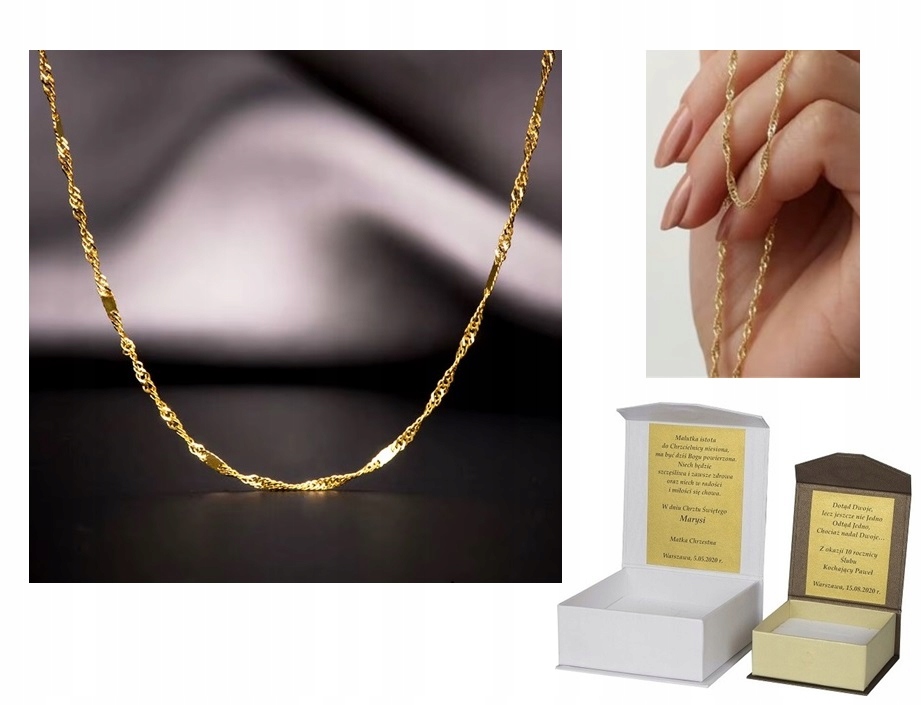 Zlatý řetízek stříbro s pozlacenou singapurskou vazbou 40 cm Dedikace S3