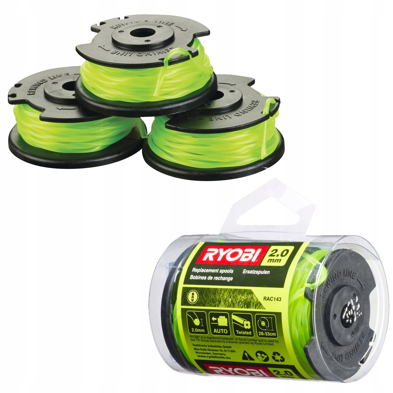 

Szpula głowica do RLT36 3sztuki 2 mm Ryobi RAC143