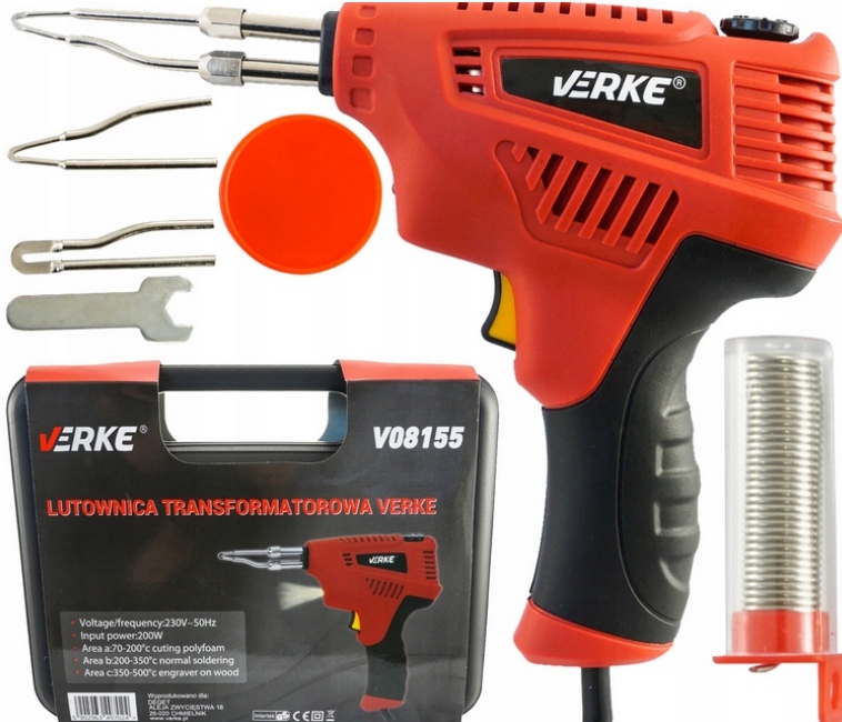 LUTOWNICA TRANSFORMATOROWA 200W REGULACJA TEMP LED Zasilanie sieciowe