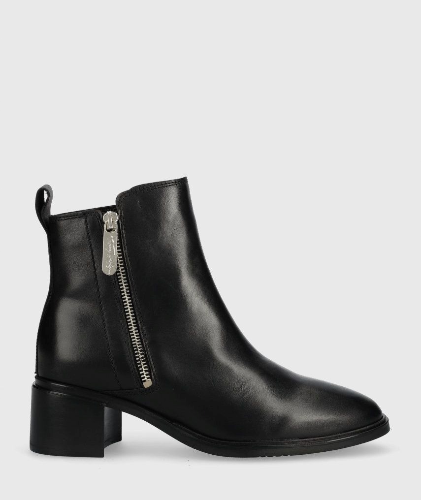 Tommy Hilfiger Kotníkové Boty Na Zip S Podpatkem Z Kůže MID Heel Boot FW0FW06762 R 39