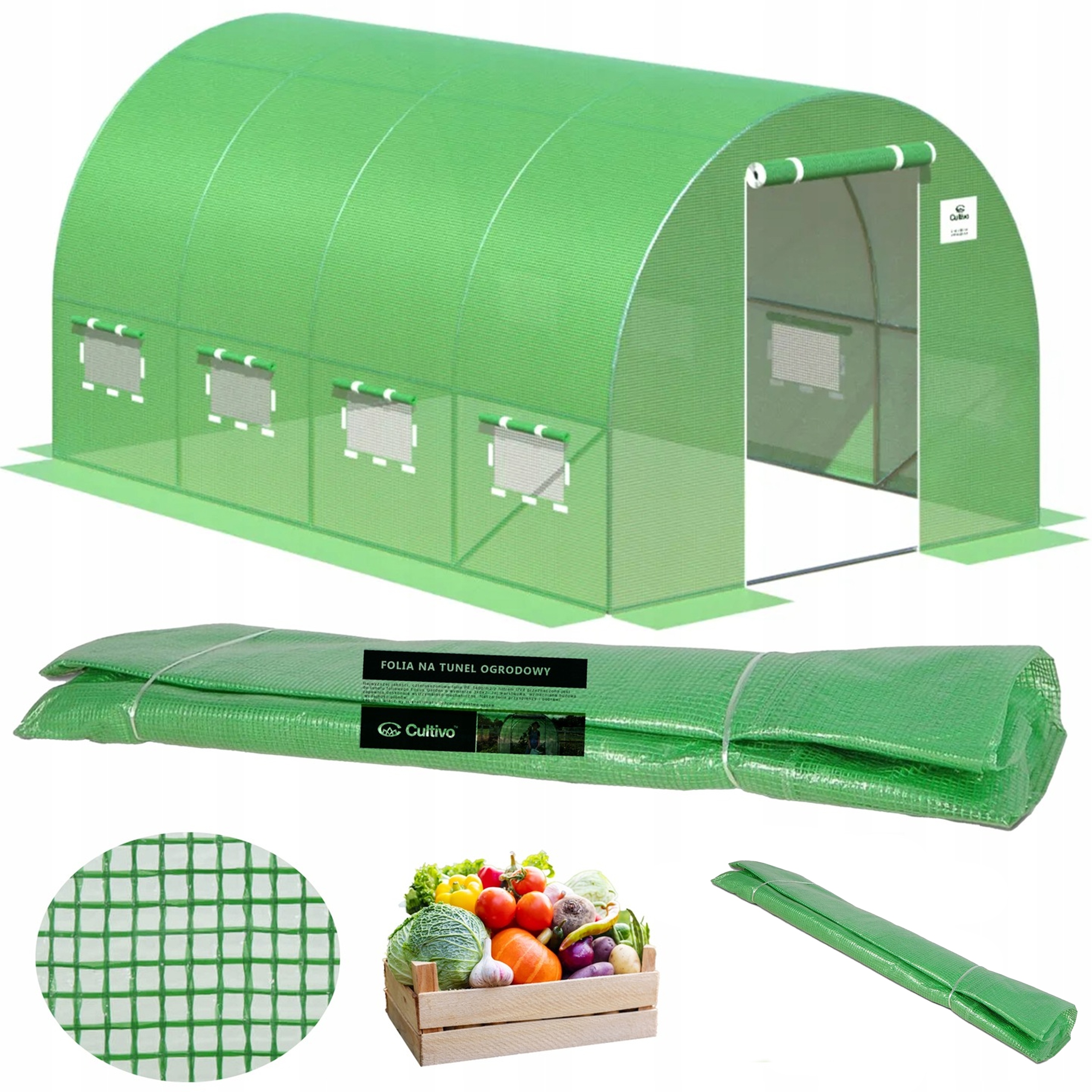 Fólie na zahradní tunel Skleník 2,5x4x2 UV4 Zelená Silná Bonus