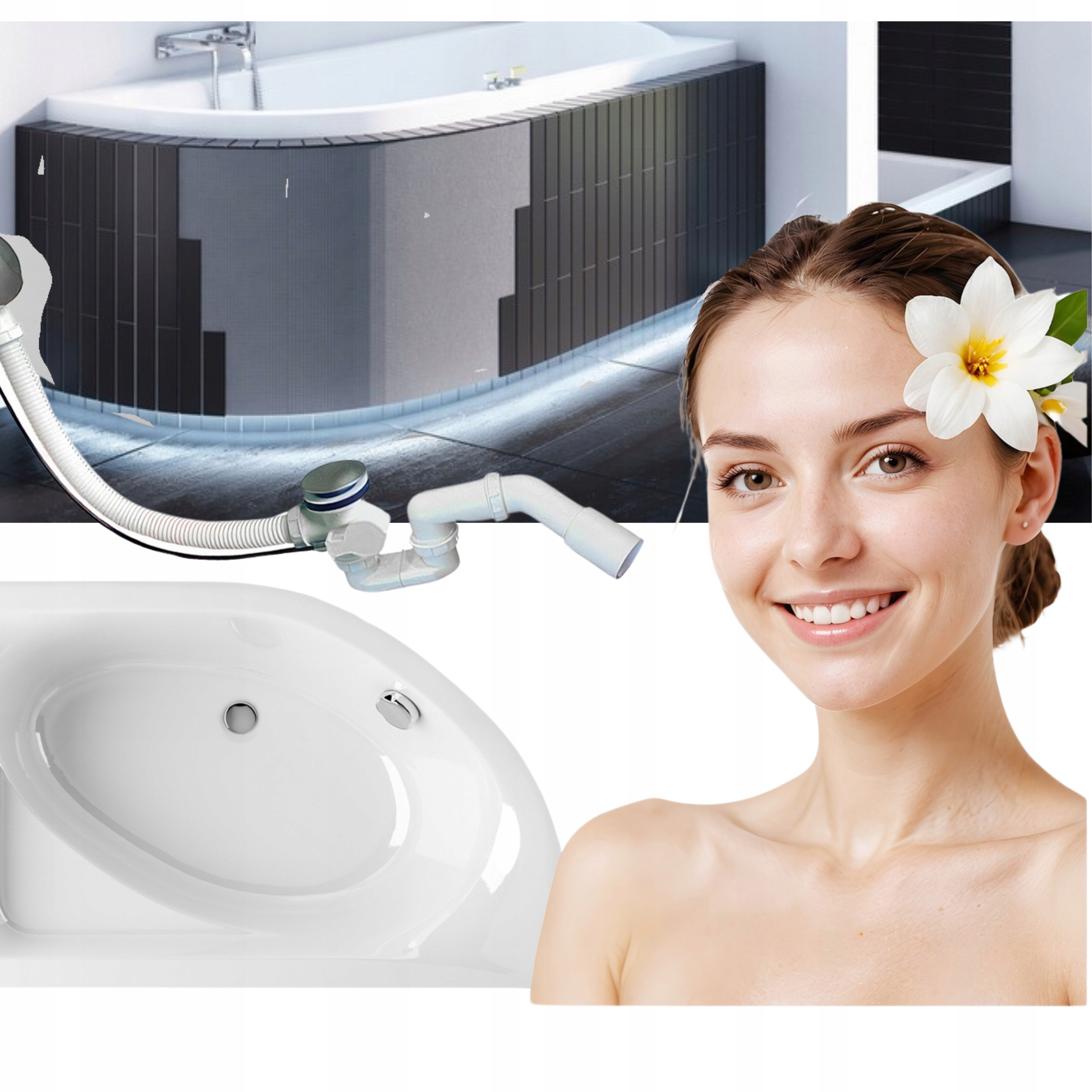 Vana S Krytem Led Sifonem Rohová Pravá Asymetrická Akrylová 170X110