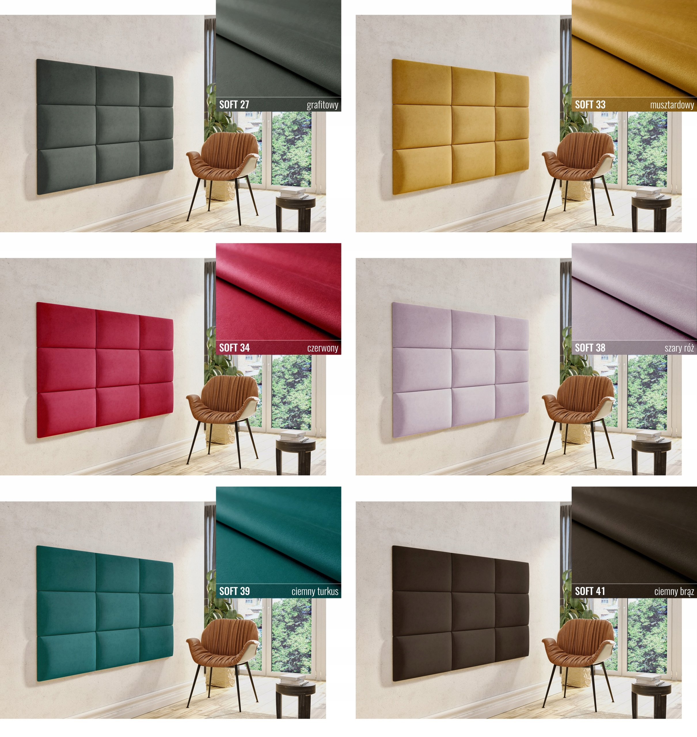 SOFT PANELE ŚCIENNE TAPICEROWANE 60 x 40 PREMIUM Marka inna