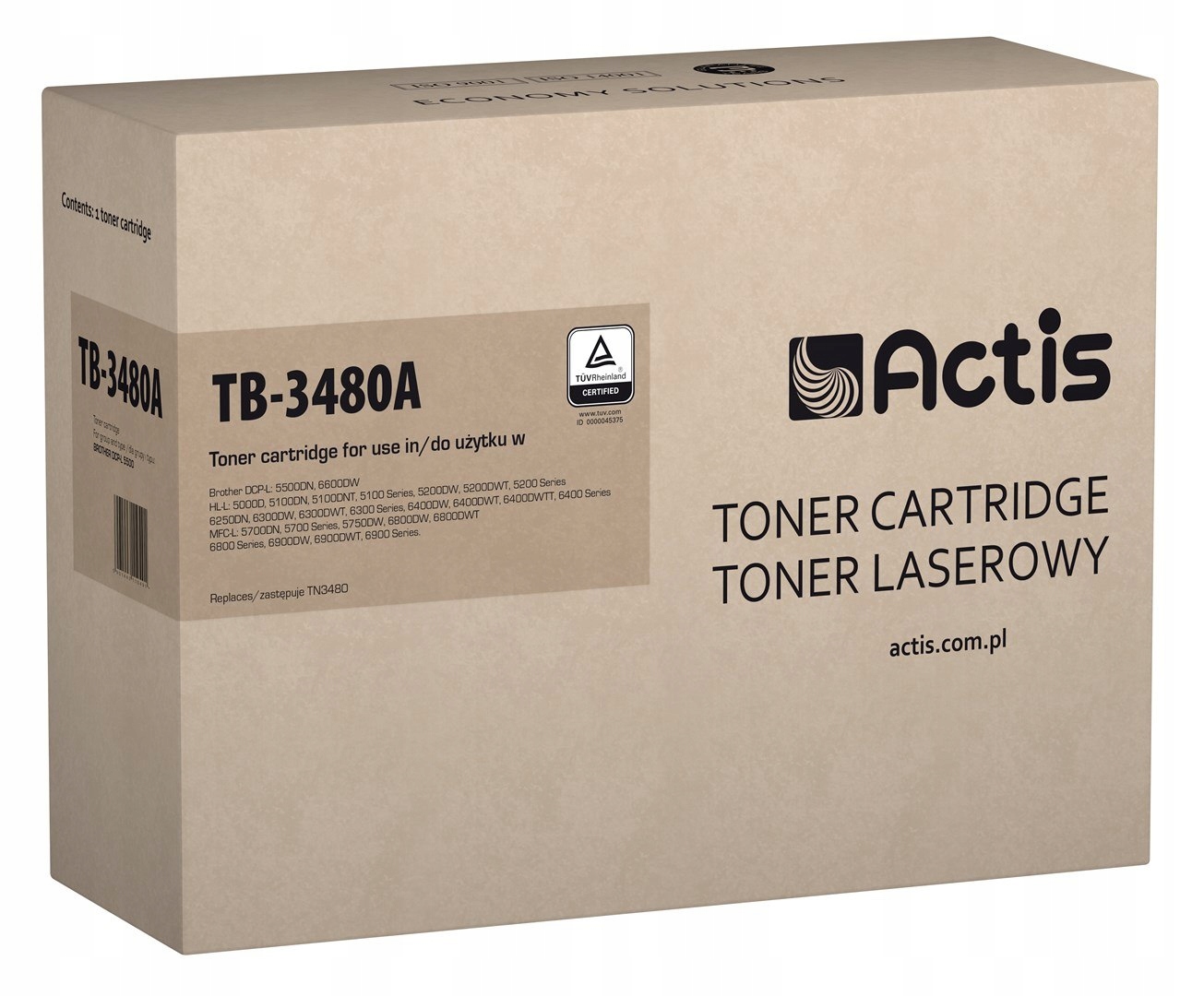 Toner Actis TB-3480A (zamiennik Brother TN-3480; Standard; 8000 stron; czar