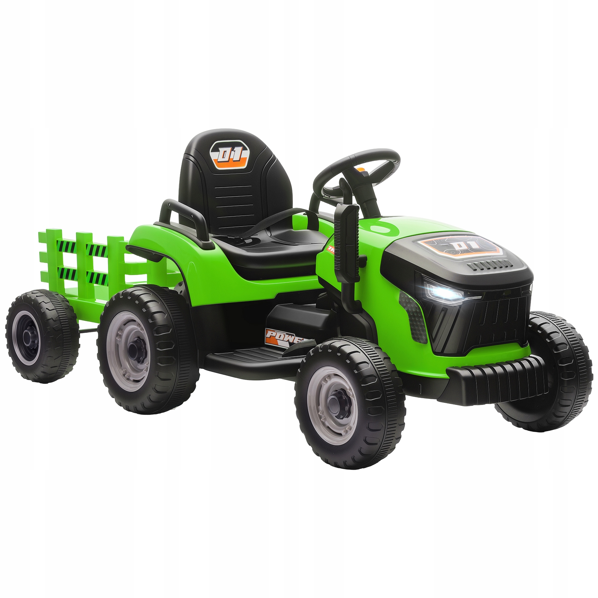 Elektryczny traktor dla dzieci z przyczepą, traktor na akumulator z pilotem
