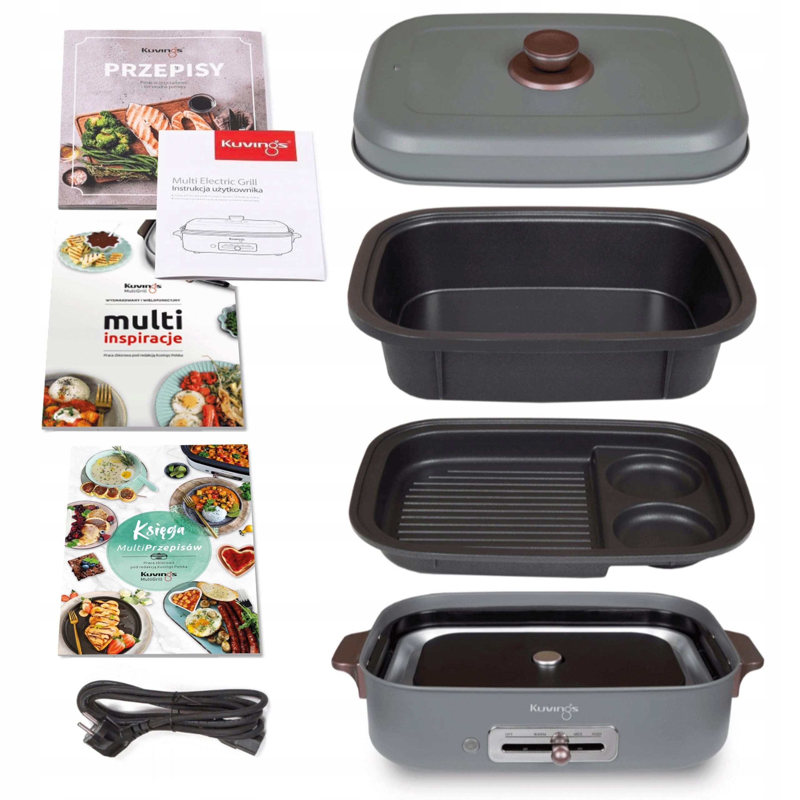 Elektrický stolní multigrill Kuvings 2 desky Grafit Kniha 200 receptů