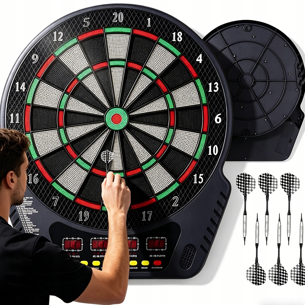 Tarcza Dart Elektroniczna 16 Osób Automatyczne Liczenie Punktów 6 Rzutek