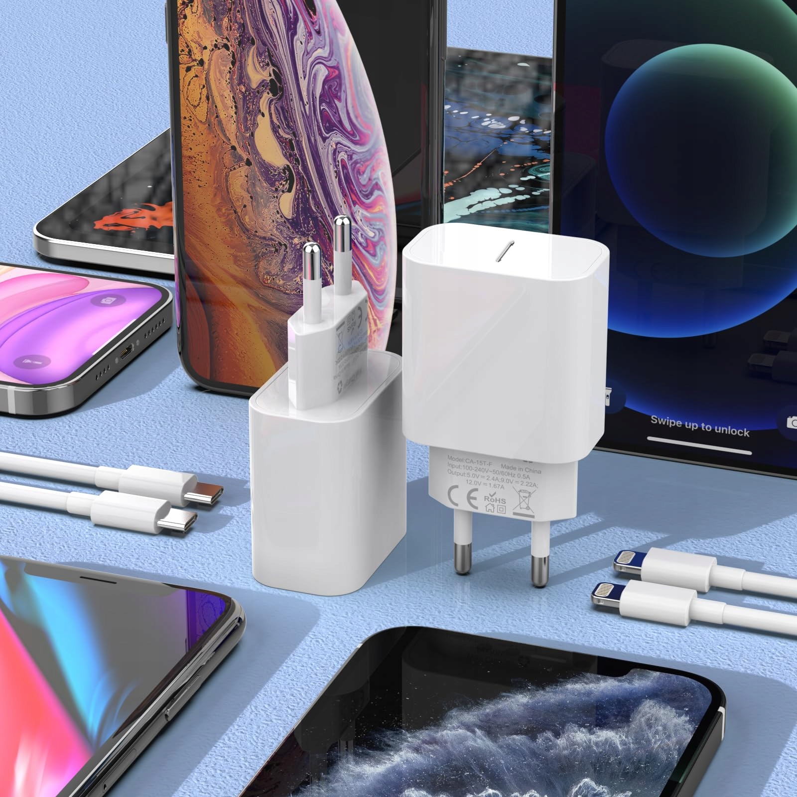 APPLE Certyfikowany Zestaw 4 Szybka Ładowarka 25W USB C Kabel iPhone 2M — miniatura 6