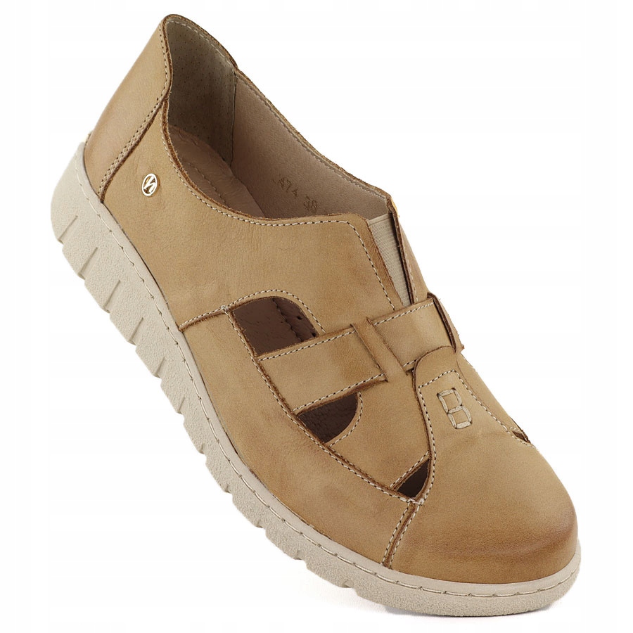 Dámské pohodlné kožené polobotky světle hnědé Helios 474 37