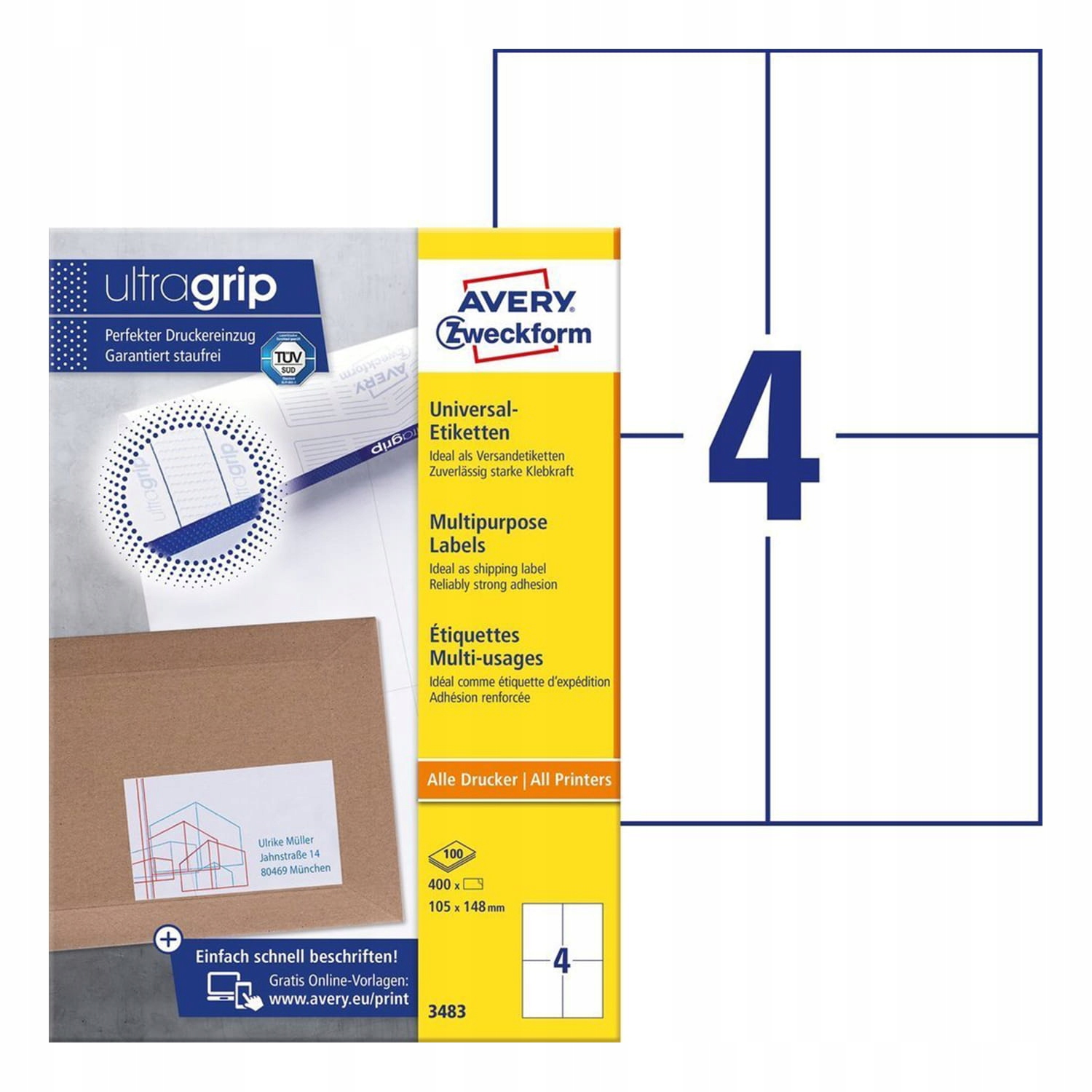 Etykieta uniwersalna Ilk 105x148 (A4/100ark) Zweckform 3483