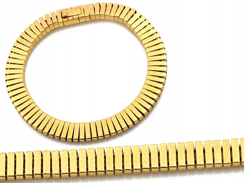 Zlatý dámský náramek 585 s širokou lesklou páskou, efektní, modulární