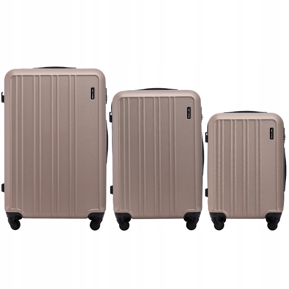 Sada 3 cestovních kufrů na 4 kolečkách, tvrdé příruční zavazadlo Abs Wings