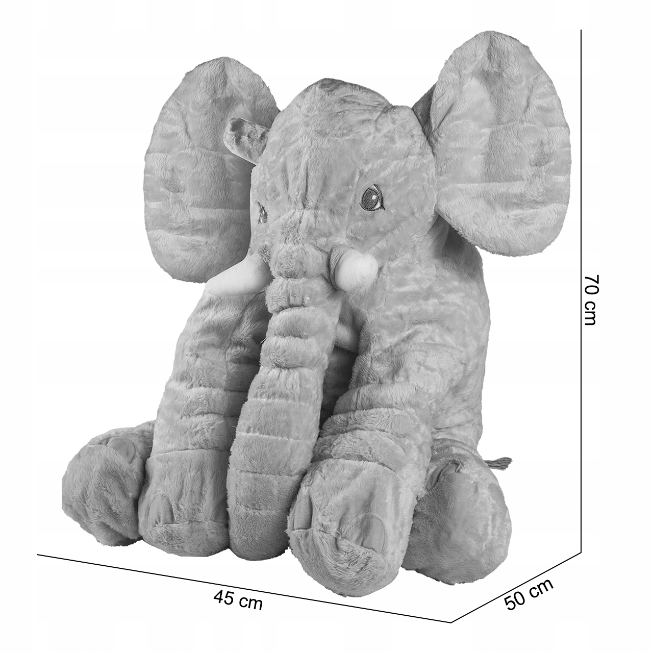 GROSSES PLÜSCH-ELEFANTENKISSEN XXL-KUSCHELKISSEN 70 cm Held fehlt