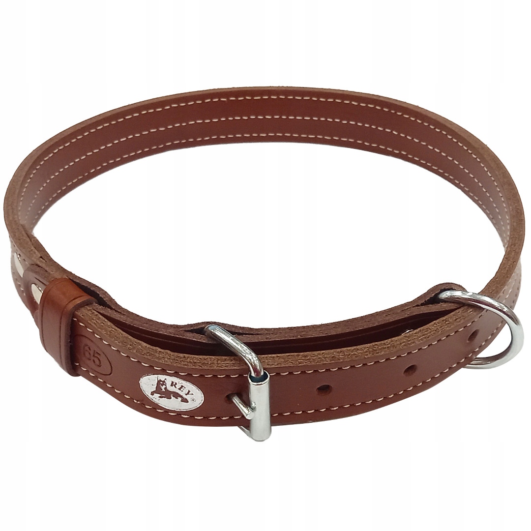 Levně Kožený obojek pro psa hnědý 25 mm 51-60 cm Polský Výrobce