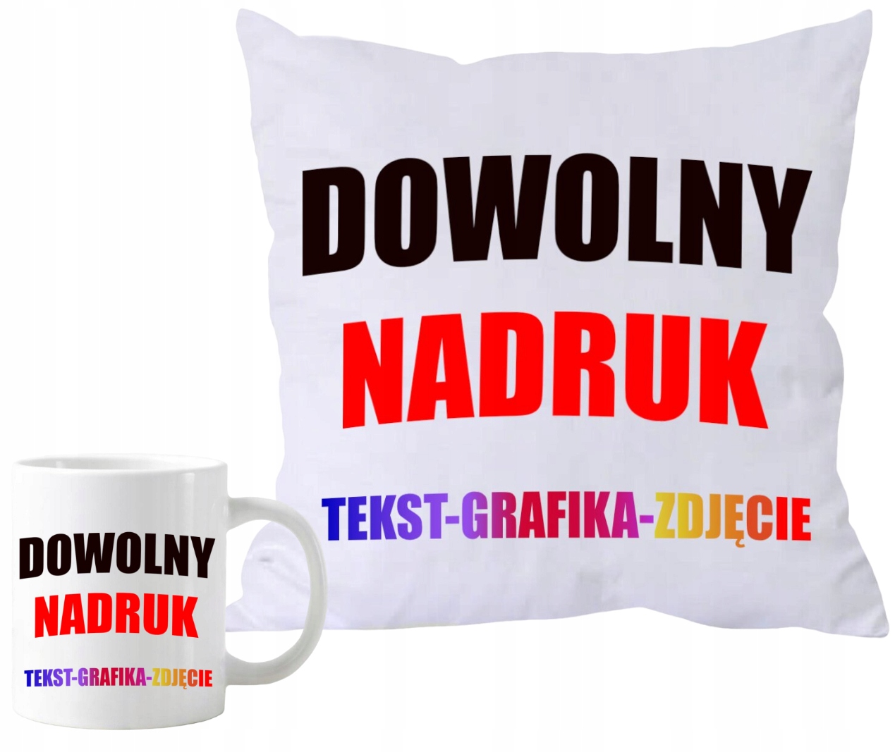 

Kubek Poduszka Twój Nadruk Logo Zdjęcie Grafika