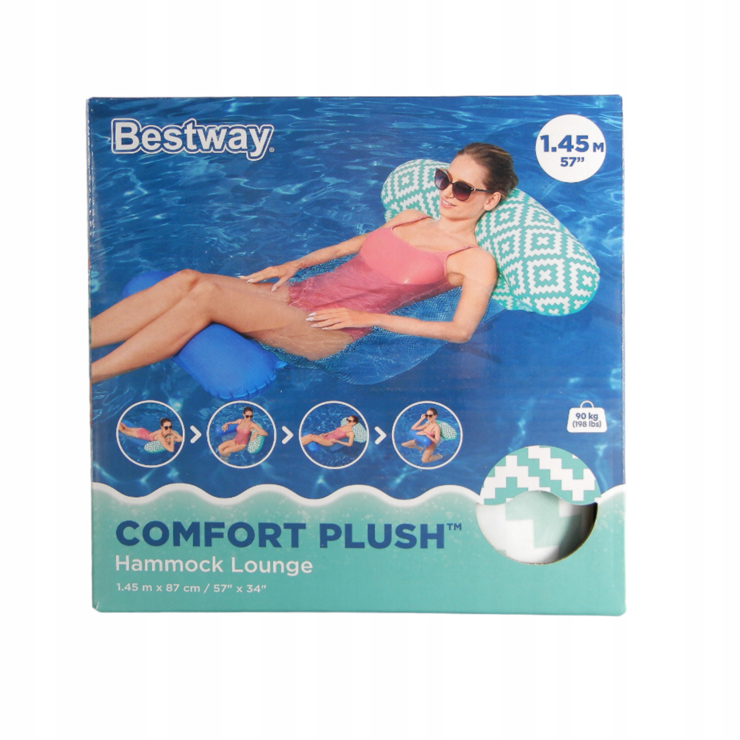 Hamak wodny basenowy Comfort Plush dmuchany leżak z siatką Bestway 43555 Stan opakowania oryginalne